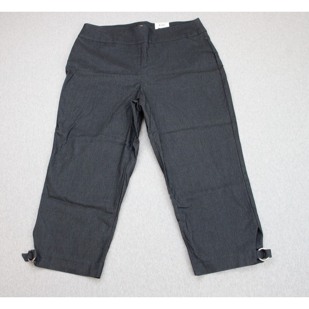 JM Collection Pants Womens Large Black Capri Stretch Waverly Pull On NWT